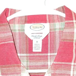 Talbots Red and White Plaid Linen Blend Shirt